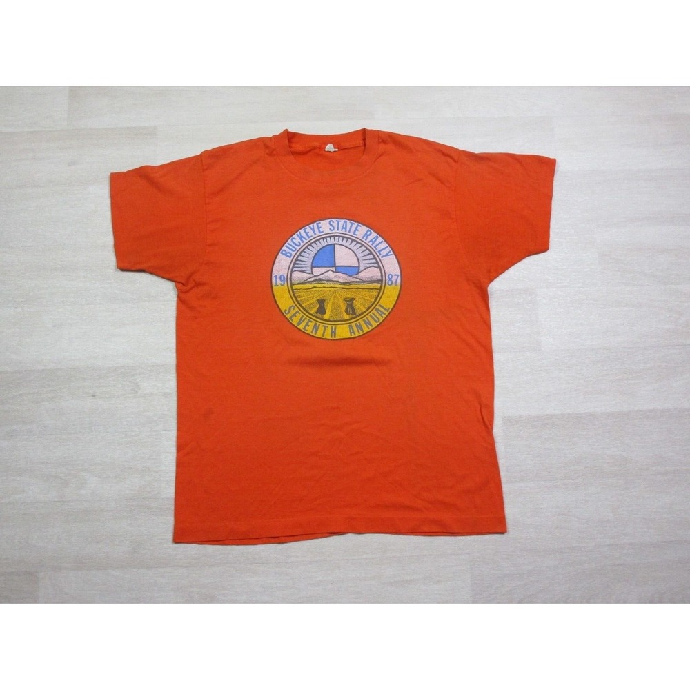 Vintage BMW Motorcycle Rally T Shirt (L) 7th Annual 1987 Ohio State Buckeye Ride